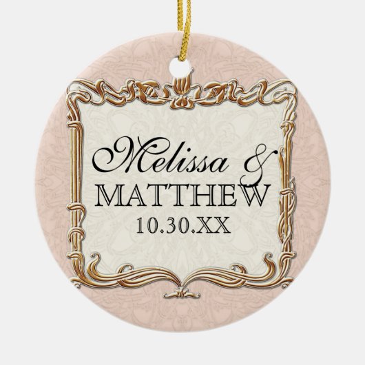 Gatsby Art Deco Nouveau Lace Faux Gold Tulip Keramisch Ornament (Voorkant)