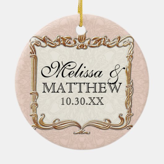 Gatsby Art Deco Nouveau Lace Faux Gold Tulip Keramisch Ornament (Achterkant)