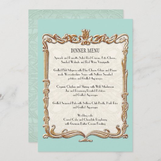 Gatsby Art Deco Nouveau Lace Faux Gold Tulip Menu (Voorkant / Achterkant)