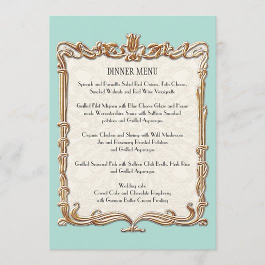Gatsby Art Deco Nouveau Lace Faux Gold Tulip Menu (Voorkant)