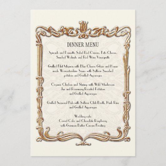 Gatsby Art Deco Nouveau Lace Faux Gold Tulip Menu (Voorkant)