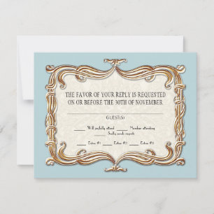 Gatsby Art Deco Nouveau Lace Faux Gold Tulip RSVP Kaartje