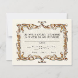 Gatsby Art Deco Nouveau Lace Faux Gold Tulip RSVP Kaartje