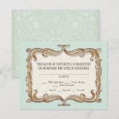 Gatsby Art Deco Nouveau Lace Faux Gold Tulip RSVP Kaartje (Voorkant / Achterkant)