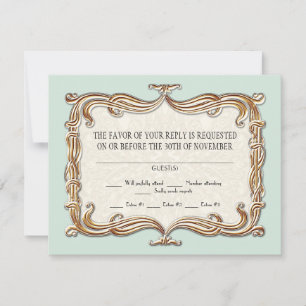 Gatsby Art Deco Nouveau Lace Faux Gold Tulip RSVP Kaartje