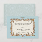 Gatsby Art Deco Nouveau Lace Faux Gold Tulip RSVP Kaartje (Voorkant / Achterkant)