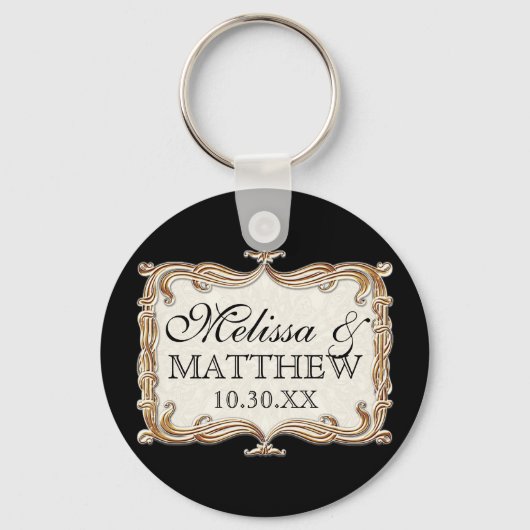 Gatsby Art Deco Nouveau Lace Faux Gold Tulip Sleutelhanger (Voorkant)