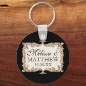 Gatsby Art Deco Nouveau Lace Faux Gold Tulip Sleutelhanger (Voorkant)