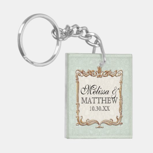 Gatsby Art Deco Nouveau Lace Faux Gold Tulip Sleutelhanger (Voorkant Links)