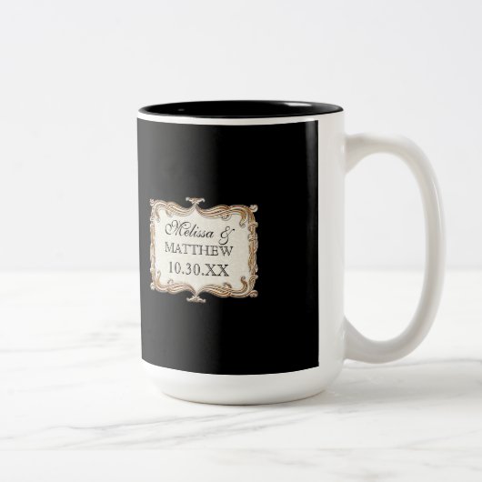 Gatsby Art Deco Nouveau Lace Faux Gold Tulip Tweekleurige Koffiemok (Rechts)