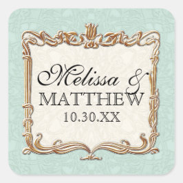 Gatsby Art Deco Nouveau Lace Faux Gold Tulip Vierkante Sticker