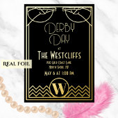 Gatsby Art Deco Paard Derby Party Zwart Folie Uitnodiging