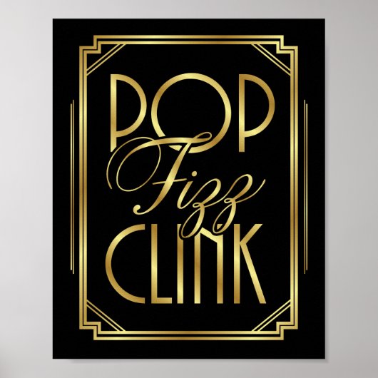 Gatsby Art Deco POP FIZZ CLINK Print (Voorkant)