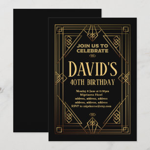 Gatsby, Art Deco, retro, vintage, uitnodiging