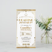 Gatsby Art Deco Roaring 20s Ticket Invitation Feestdagenkaart (Staand voorkant)