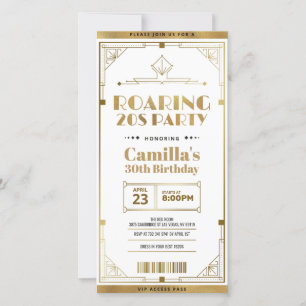Gatsby Art Deco Roaring 20s Ticket Invitation Feestdagenkaart