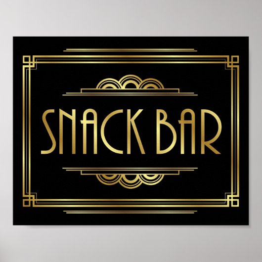 Gatsby Art Deco SNACK BAR Sign Print (Voorkant)