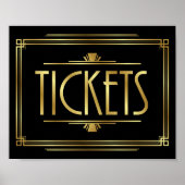 Gatsby Art Deco TICKETS Sign Print (Voorkant)