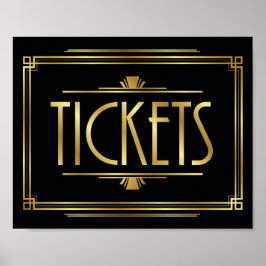 Gatsby Art Deco TICKETS Sign Print