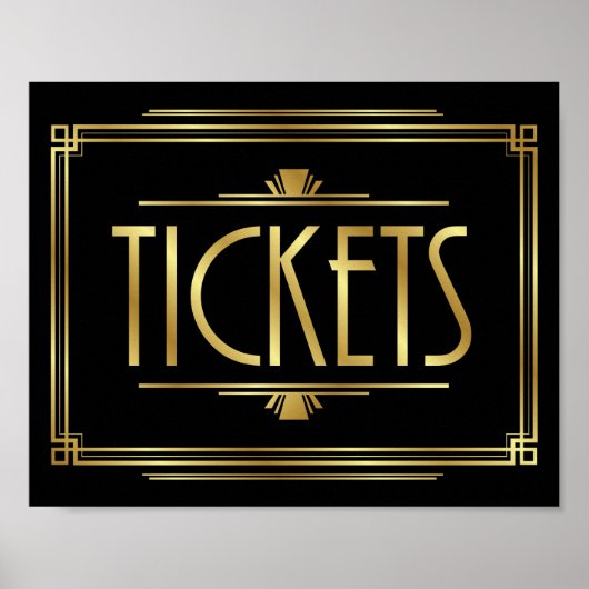 Gatsby Art Deco TICKETS Sign Print (Voorkant)