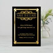 GATSBY ART DECO TROUWEN SAVE THE DATE FOLIE UITNODIGING (Staand Voorkant)