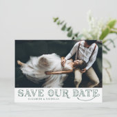 Gatsby Art Deco Typografie Groen Save the Date (Staand voorkant)