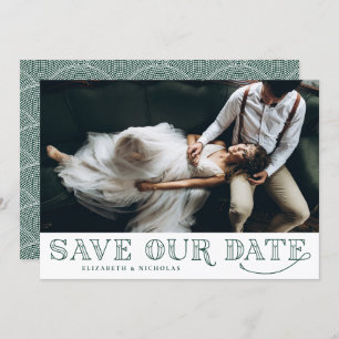 Gatsby Art Deco Typografie Groen Save the Date