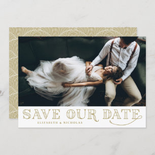 Gatsby Art Deco Typography Gold Save the Date