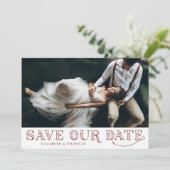 Gatsby Art Deco Typography Red Save the Date (Staand voorkant)