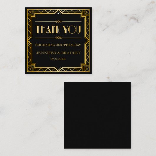 Gatsby Art Deco Wedding Favor Label | Aangepaste k (Voorkant / Achterkant)