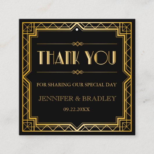Gatsby Art Deco Wedding Favor Label | Aangepaste k (Voorkant)