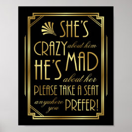 Gatsby Art Deco WEDDING SEAT Sign Print