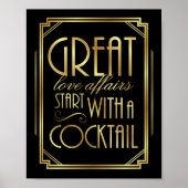Gatsby Art Deco Wedding Sign Print COCKTAIL Quote (Voorkant)
