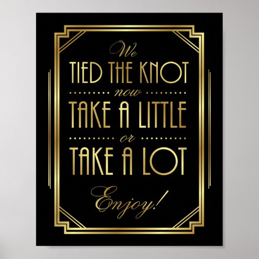 Gatsby Art Deco WEDDING TREATS Sign Print (Voorkant)