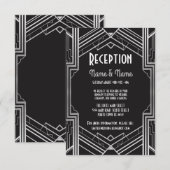 Gatsby Art Deco Zilveren Trouwreceptiekaarten Kaart (Voorkant / Achterkant)
