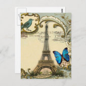 gatsby art deco zwaait  parijs eiffeltoren briefkaart (Voorkant / Achterkant)