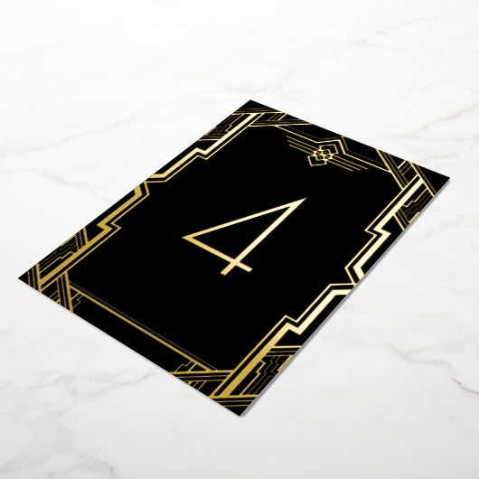 Gatsby Art Deco Zwart en Goud Tafelnummer (Gedraaid)