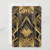 Gatsby Art Deco Zwart & Goud 1920s Bruiloft Kaart (Achterkant)