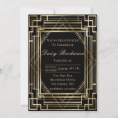 Gatsby Birthday Invitation Roaring 20s Partij Kaart (Voorkant)