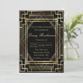 Gatsby Birthday Invitation Roaring 20s Partij Kaart (Staand voorkant)