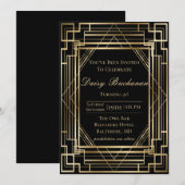 Gatsby Birthday Invitation Roaring 20s Partij Kaart (Voorkant / Achterkant)