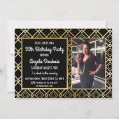 Gatsby Birthday Party 1920's Roaring Gold Invite Kaart (Voorkant)