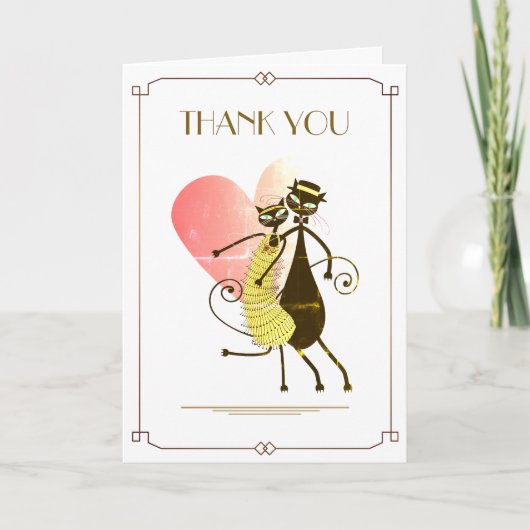 Gatsby Black Cats Bruiloft Dank je Kaart (Voorkant)