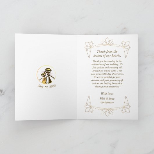 Gatsby Black Cats Bruiloft Dank je Kaart (Binnen)