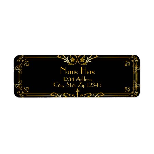 Gatsby Black en Gold Address Label (Voorkant)