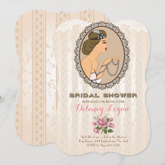 Gatsby Bridal Shower Kaart (Voorkant / Achterkant)