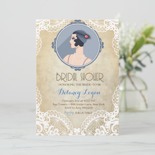 Gatsby  Bridal Shower Kaart (Staand voorkant)