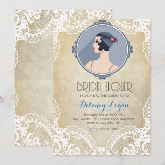 Gatsby  Bridal Shower Kaart (Voorkant / Achterkant)