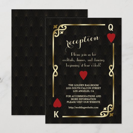 Gatsby Casino Las Vegas Poker Wedding Reception Informatiekaartje (Voorkant / Achterkant)