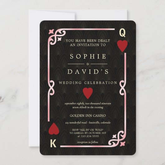 Gatsby Casino Las Vegas Roze Zwart Poker Huwelijk Kaart (Voorkant)